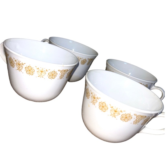 4 Vintage CORELLE Butterfly Gold Flat Cup regular handle - Picture 2 of 4